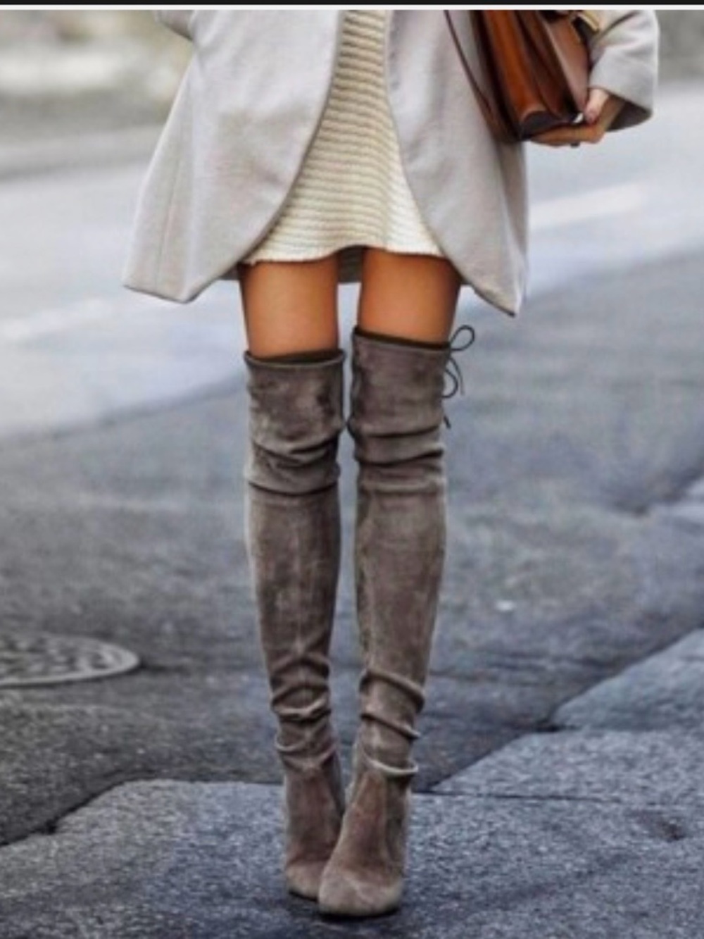 Stuart Weitzman Grey  Over-the-Knee Suede Boots